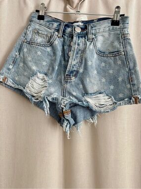 Superdown Star Print Denim Shorts | Size 25